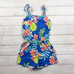 The Children’s Place Girls Romper Tropical Floral Ruffle Straps XL 14